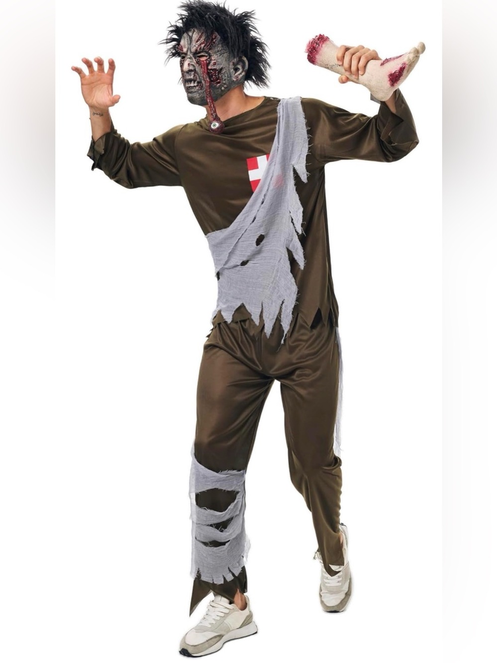 NWT Zombie Costume Adult Men 3pcs Ripped Costume with Scary Zombie Mask small